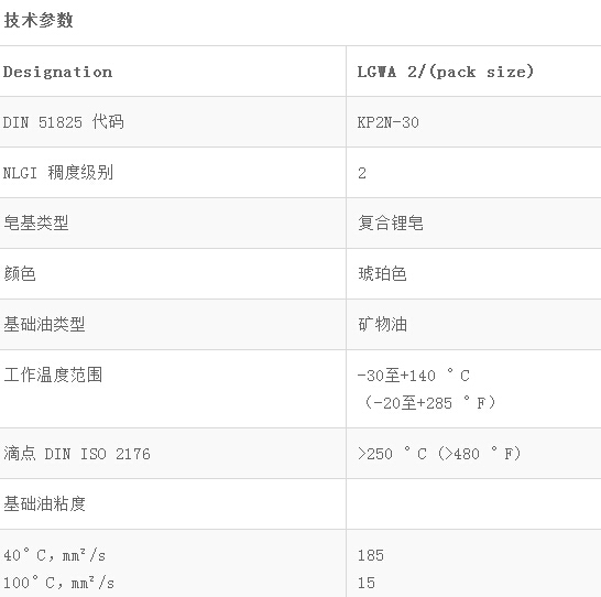 LGWA2宽温轴承润滑脂